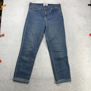 Denizen Levi's Mid Rise Boyfriend‎ Jeans Women's 8 Blue Denim Frayed Hem - 30X26